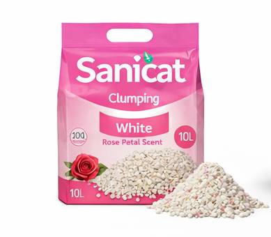 Sanicat White Clumping Cat Litter Rose Petal Scent